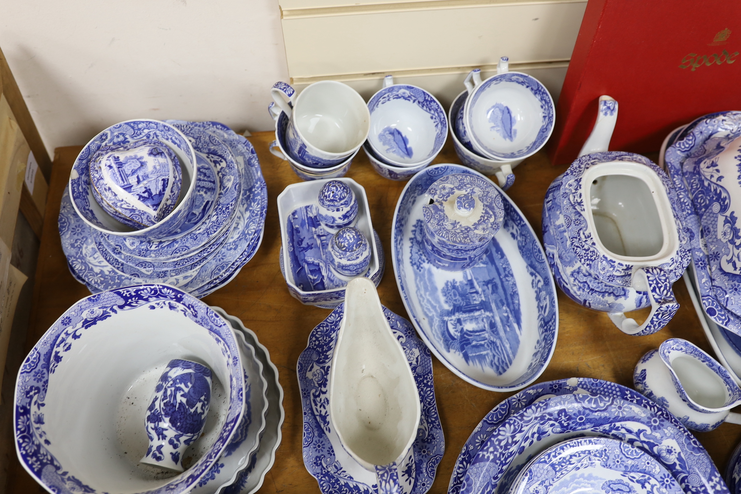 A Spode Italian blue and white part dinner and tea service